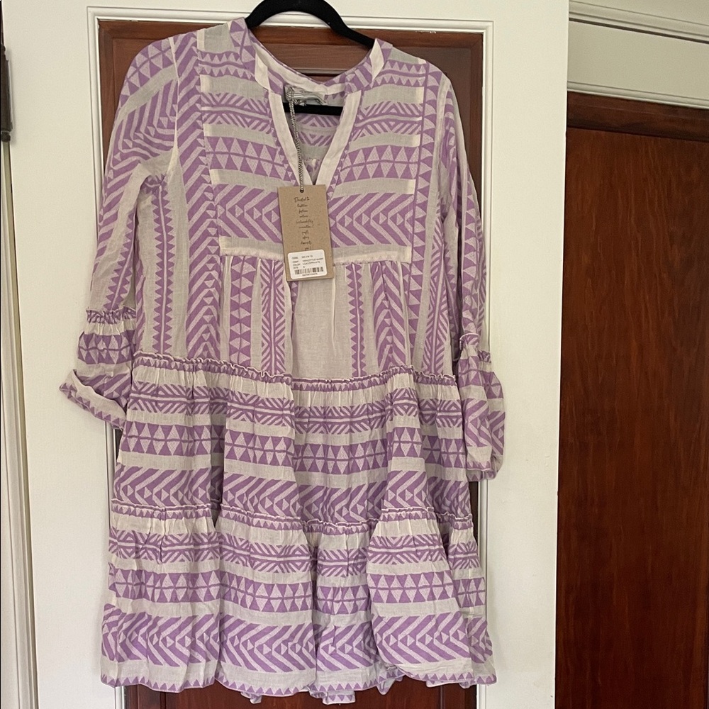 Devotion twins Purple Geometric Pattern tunic Dress size small NWT